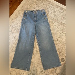 Zara wide leg jeans with gold button detail